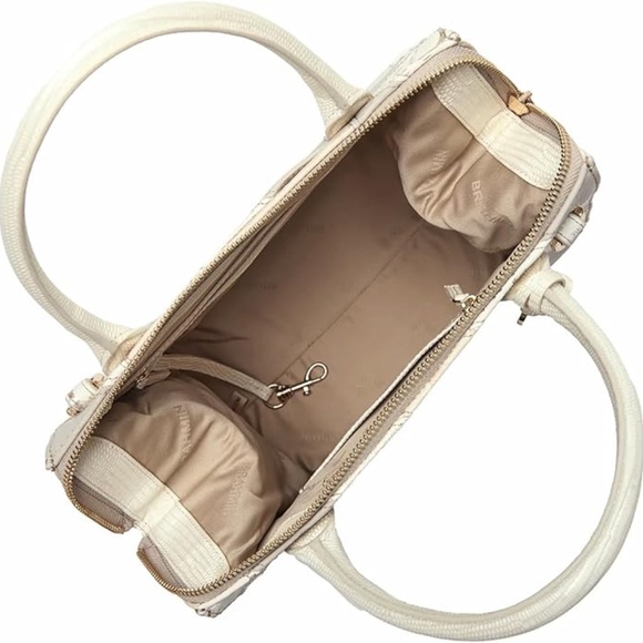 Brahmin Small Caroline Leather Satchel - Ivory Flashback - Picture 6 of 8